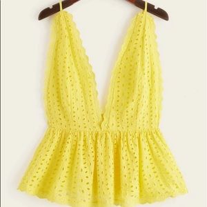 yellow lace tank